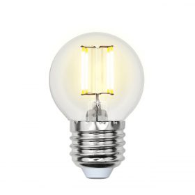 Лампа светодиодная филаментная (UL-00001370) Uniel E27 6W 4000K прозрачная LED-G45-6W/NW/E27/CL PLS02WH