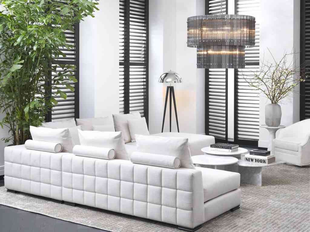 мебель, интерьер, белый диван, люстра