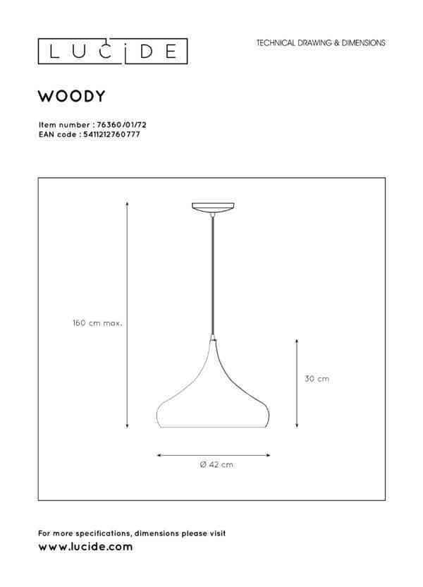 Подвесной светильник Lucide Woody 76360/01/72 2