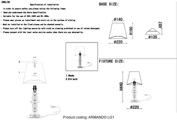 Настольная лампа Crystal Lux ARMANDO LG1 CHROME 4