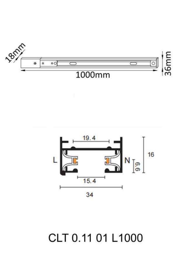 Шинопровод однофазный с питанием и заглушкой Crystal Lux CLT 0.11 01 L1000 BL 2