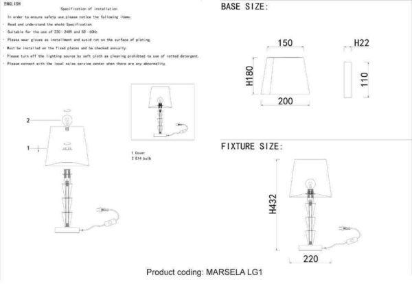 Настольная лампа Crystal Lux MARSELA LG1 NICKEL 5