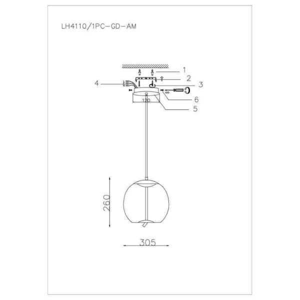 Подвесной светильник LH4110/1PC-GD-AM AVILA 4