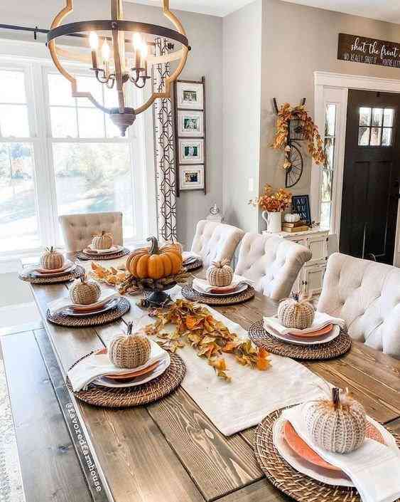 декор стола осенью, осенний интерьер