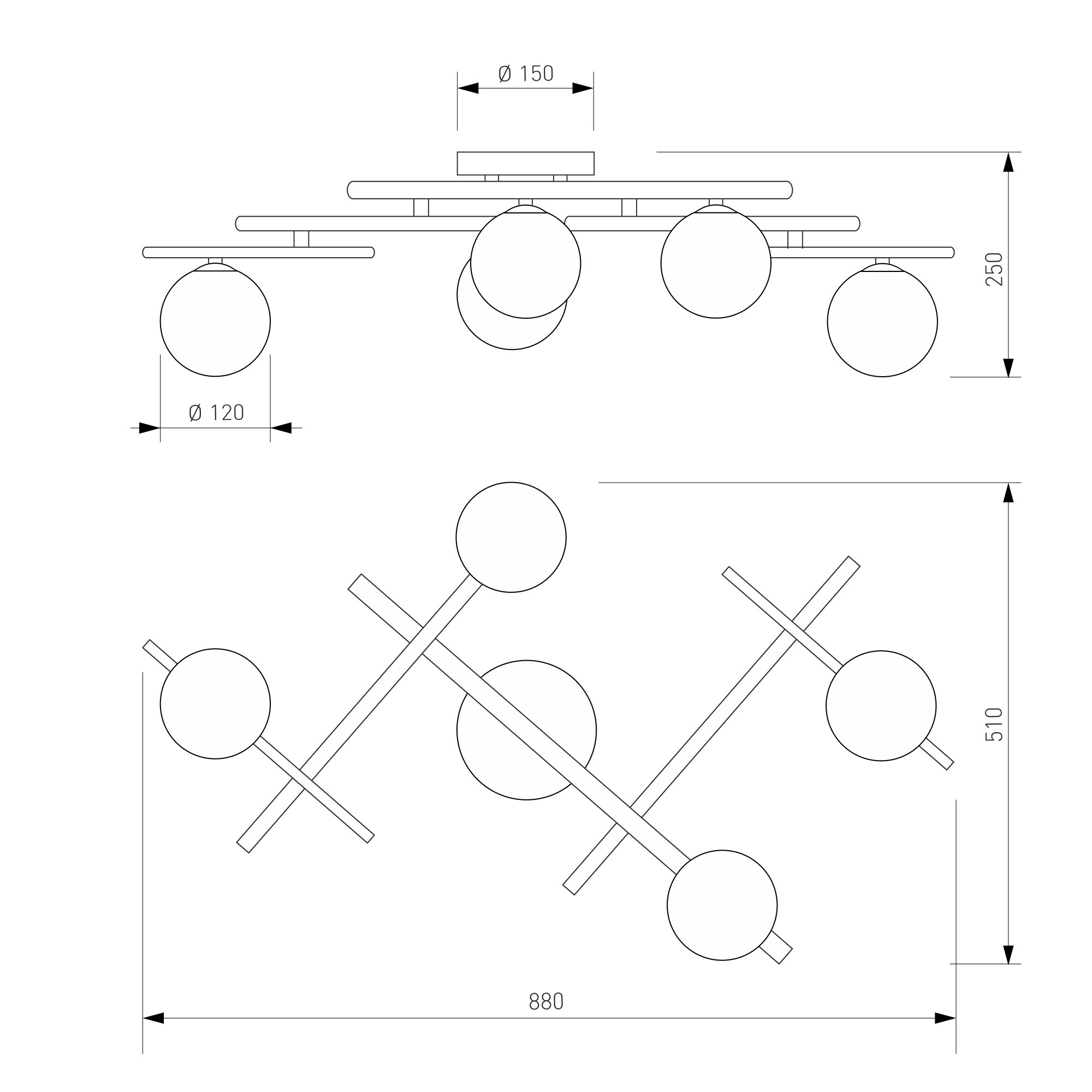 Потолочный светильник со стеклянными плафонами VAMVIDNEE VV1043336 4 Потолочный светильник со стеклянными плафонами VAMVIDNEE VV1043336 — изображение 4