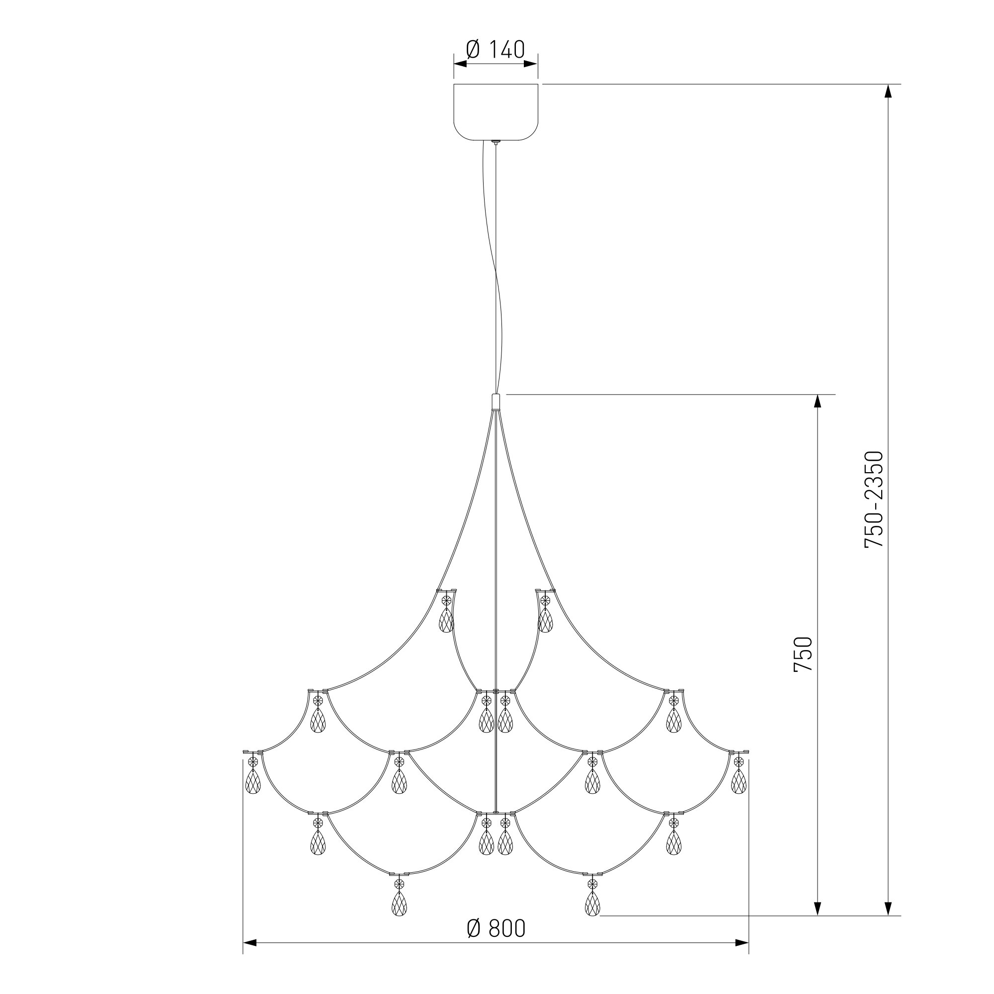 Светодиодная люстра с декором из хрусталя и с пультом дистанционного управления VAMVIDNEE VV1043326 5 Светодиодная люстра с декором из хрусталя и с пультом дистанционного управления VAMVIDNEE VV1043326 — изображение 5