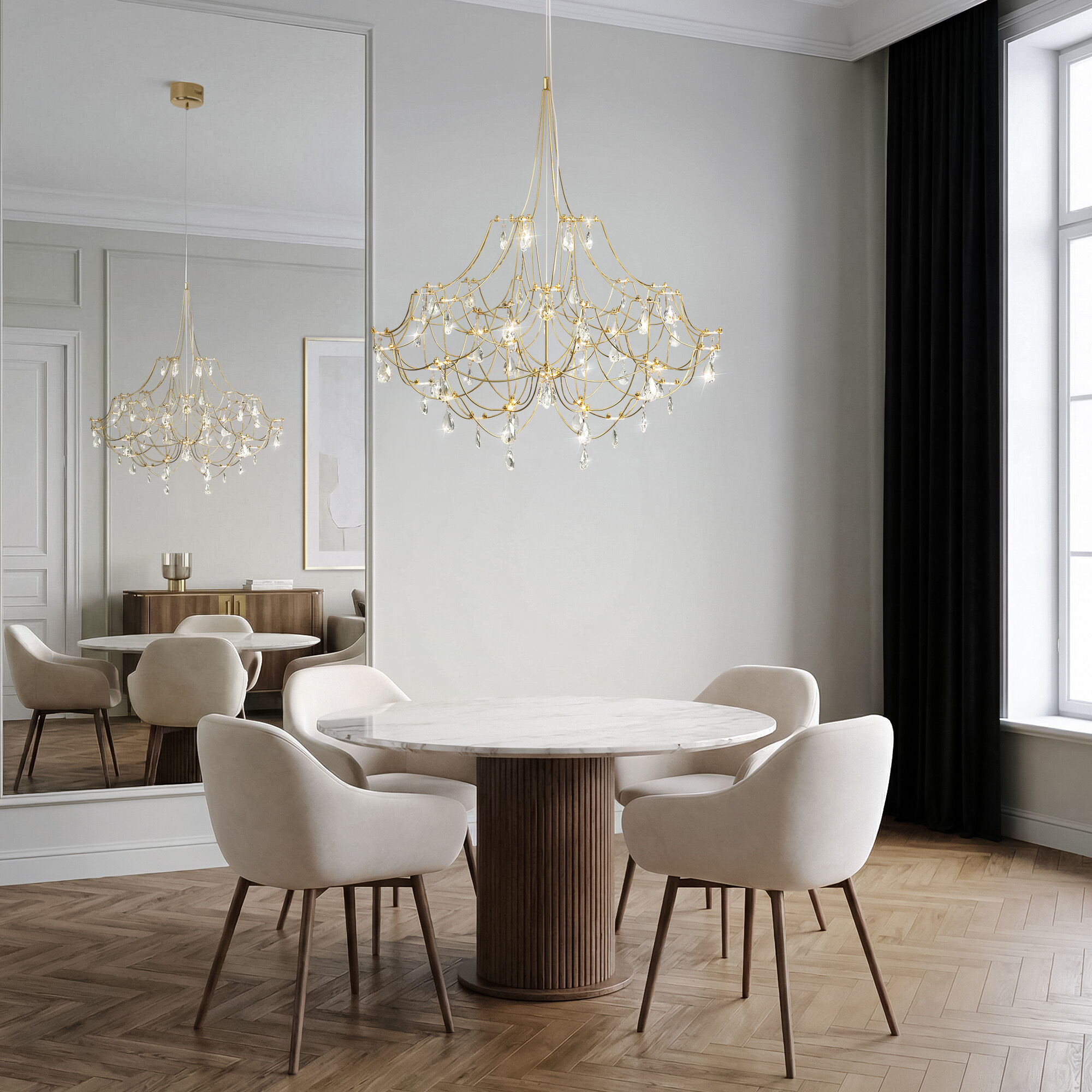 Светодиодная люстра с декором из хрусталя и с пультом дистанционного управления VAMVIDNEE VV1043326 4 Светодиодная люстра с декором из хрусталя и с пультом дистанционного управления VAMVIDNEE VV1043326 — изображение 4